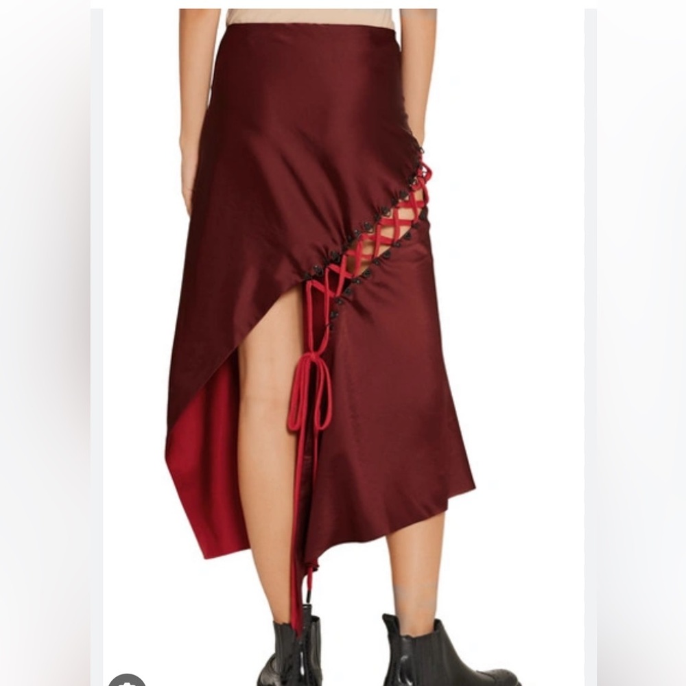 Dkny red silk skirt